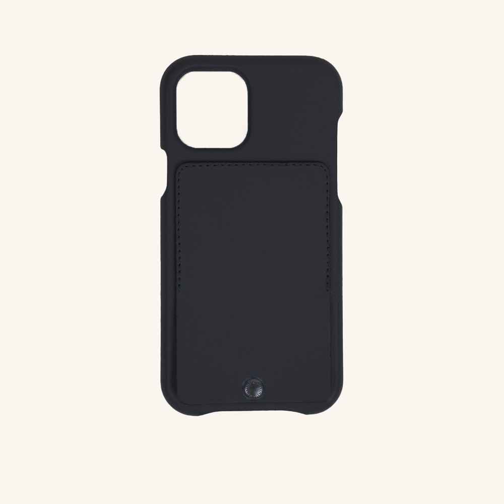 LEATHER IPHONE CASE WITH WALLET OSCAR - BLACK