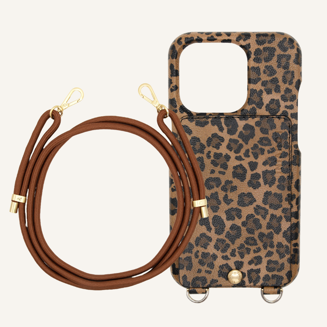 LOU LEOPARD LEATHER CASE & TESSA BROWN CORD