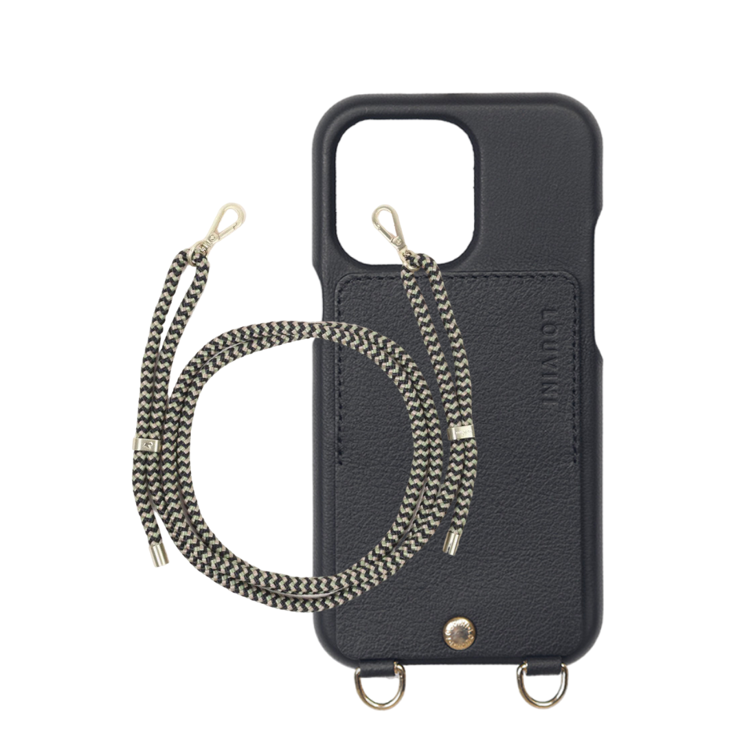 LOU Black Leather Case & TESSA Black-Green Cord