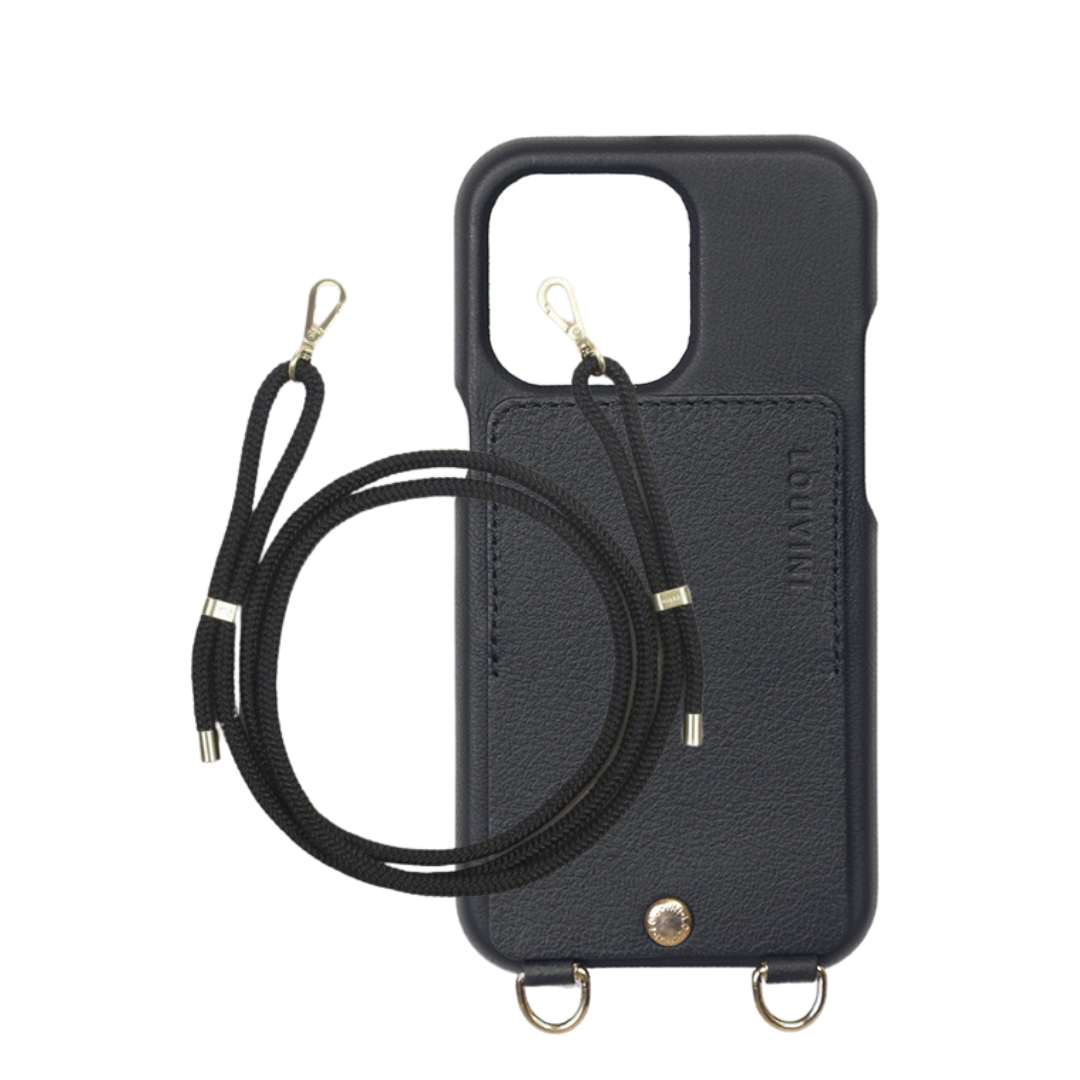 LOU bLack Leather Case & TESSA Black Cord