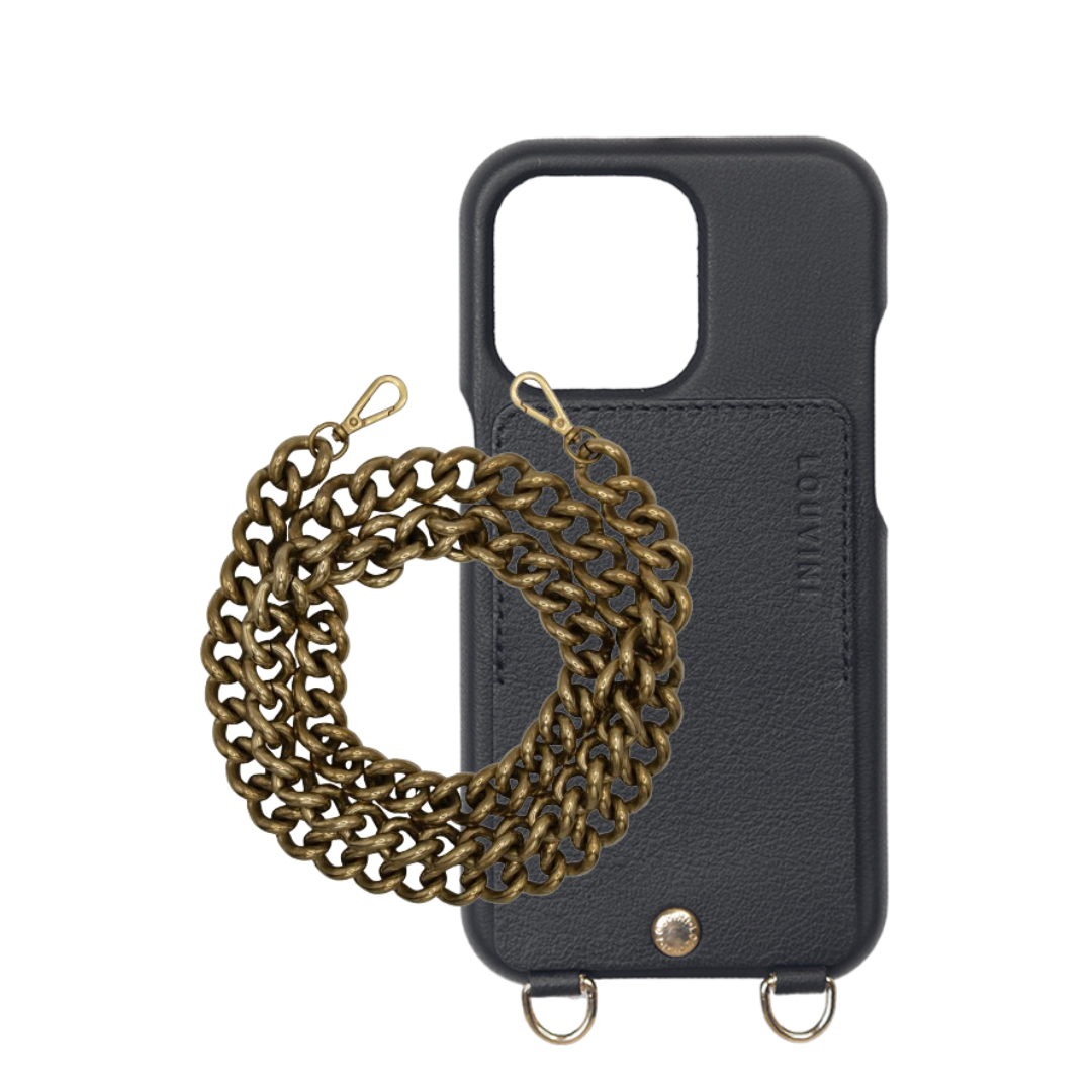 LOU BLACK LEATHER CASE & LENA CHAIN