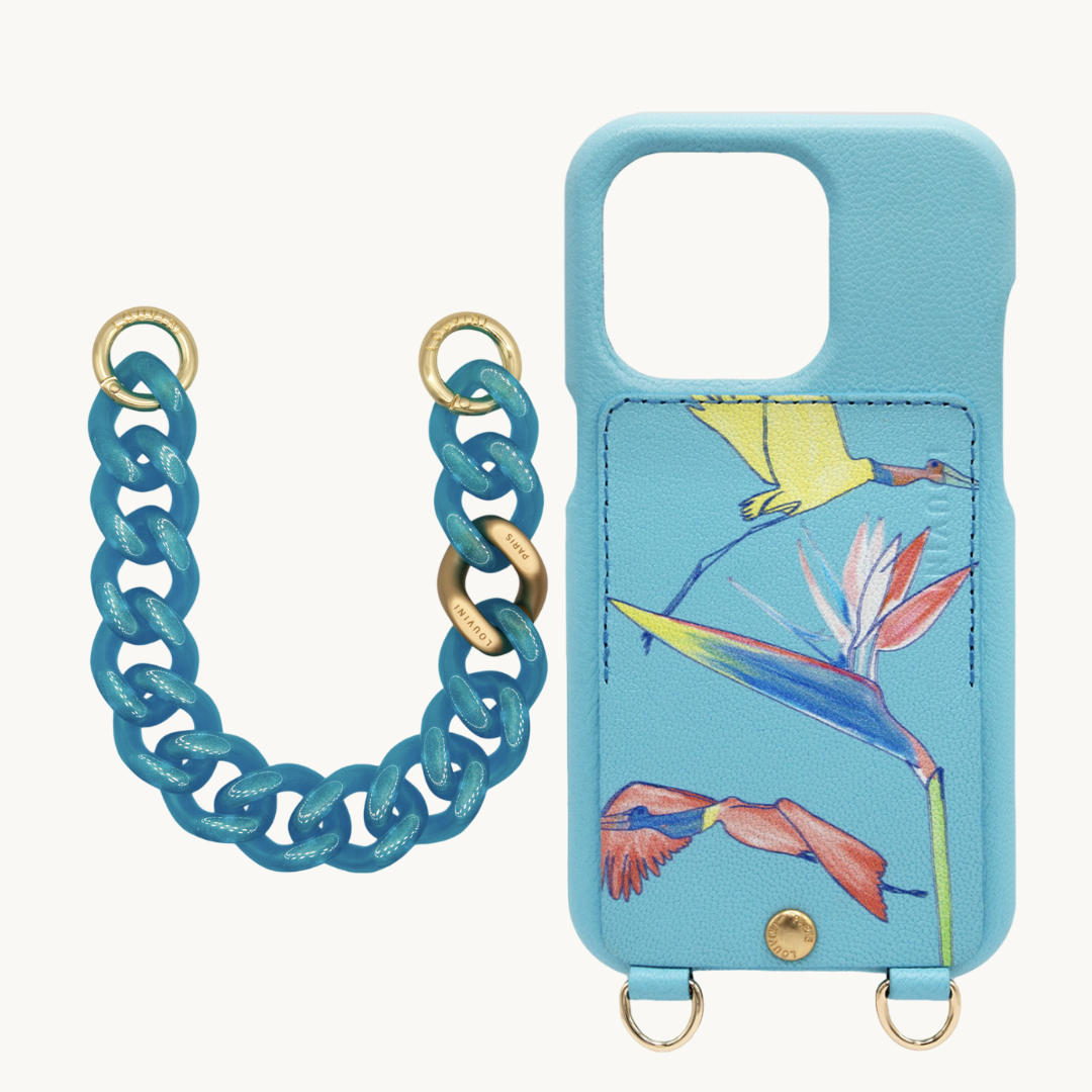 LOU x Filipe Jardim Turquoise Case & PETIT ZOE Iced Blue Chain