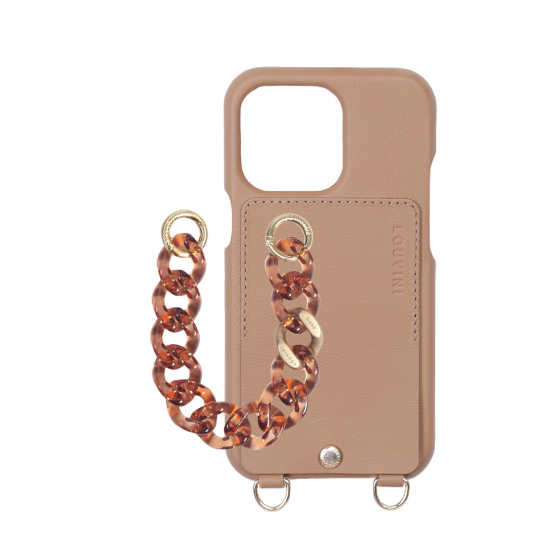 LOU Camel Leather Case & PETIT ZOE Amber Chain