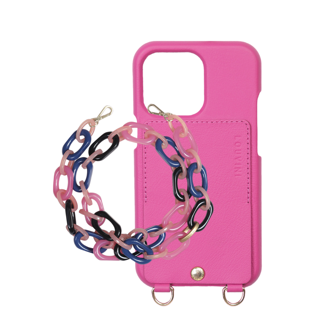 LOU Fuchsia Leather Case & CHIARA Navy-Pink Chain