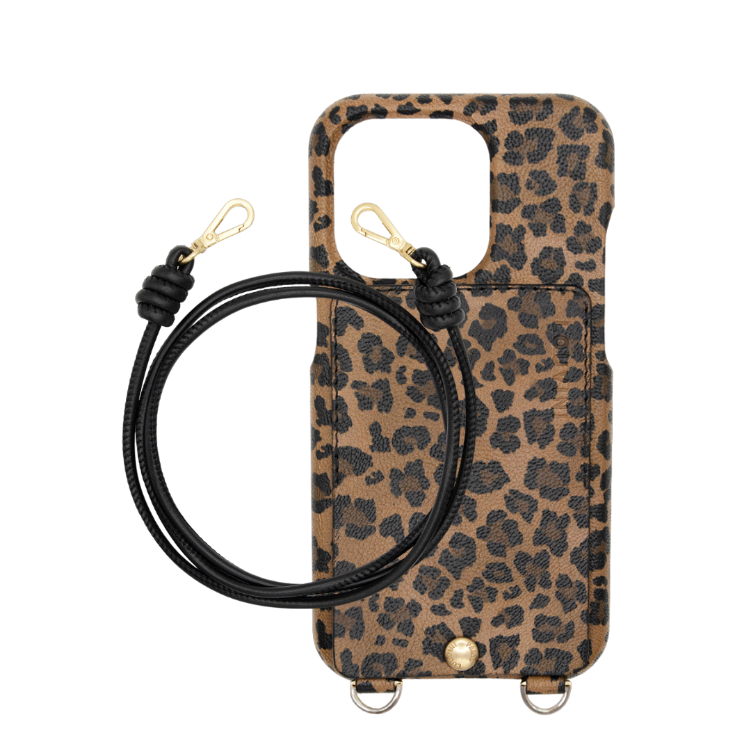 LOU LEOPARD LEATHER CASE & KATE CAMEL CORD