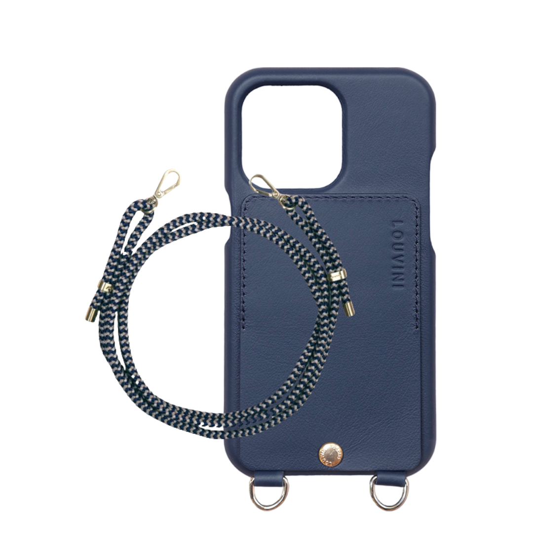 LOU Navy Leather Case & TESSA Navy-Cream Cord