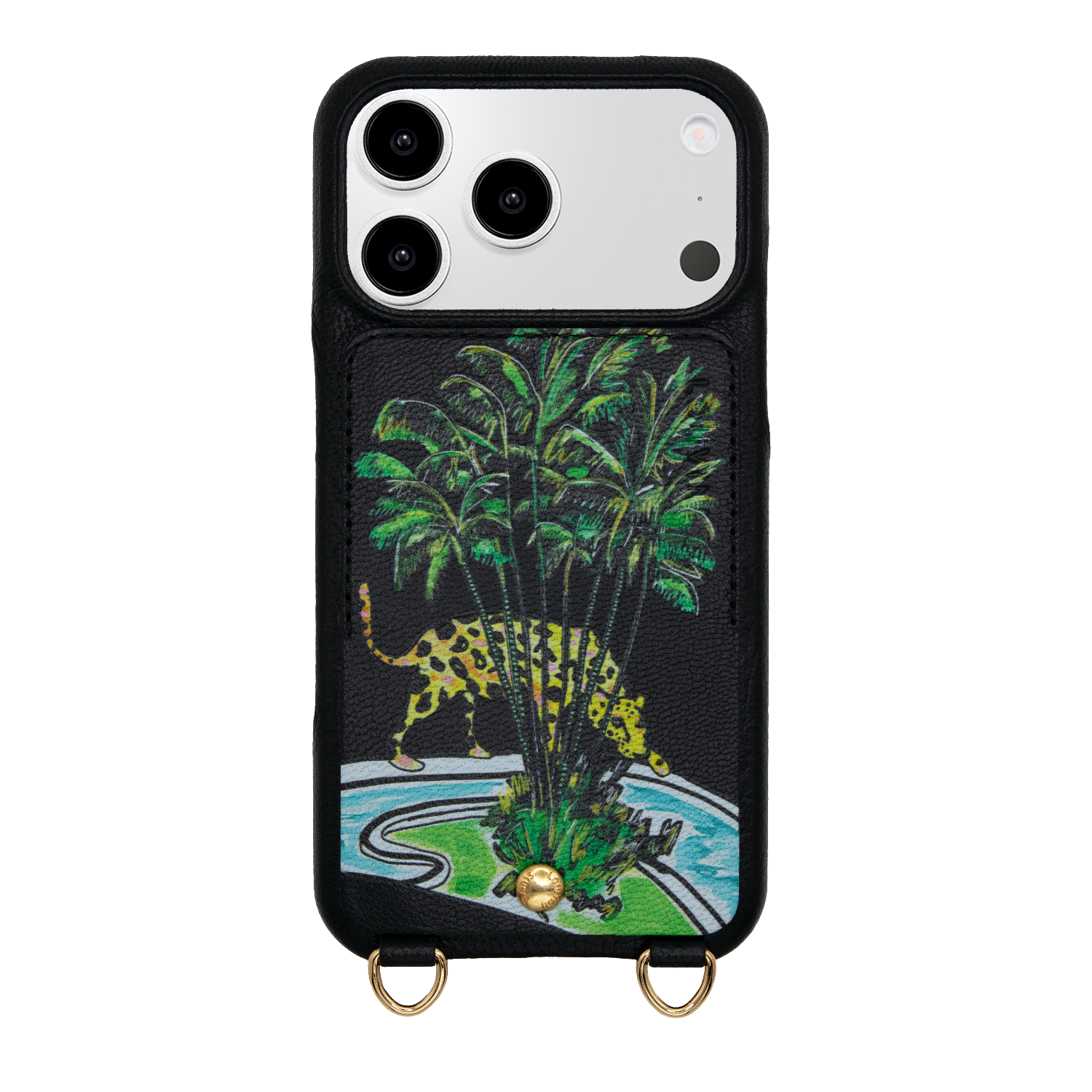 Leather iPhone case with wallet and loops LOU x FILIPE JARDIM - Black