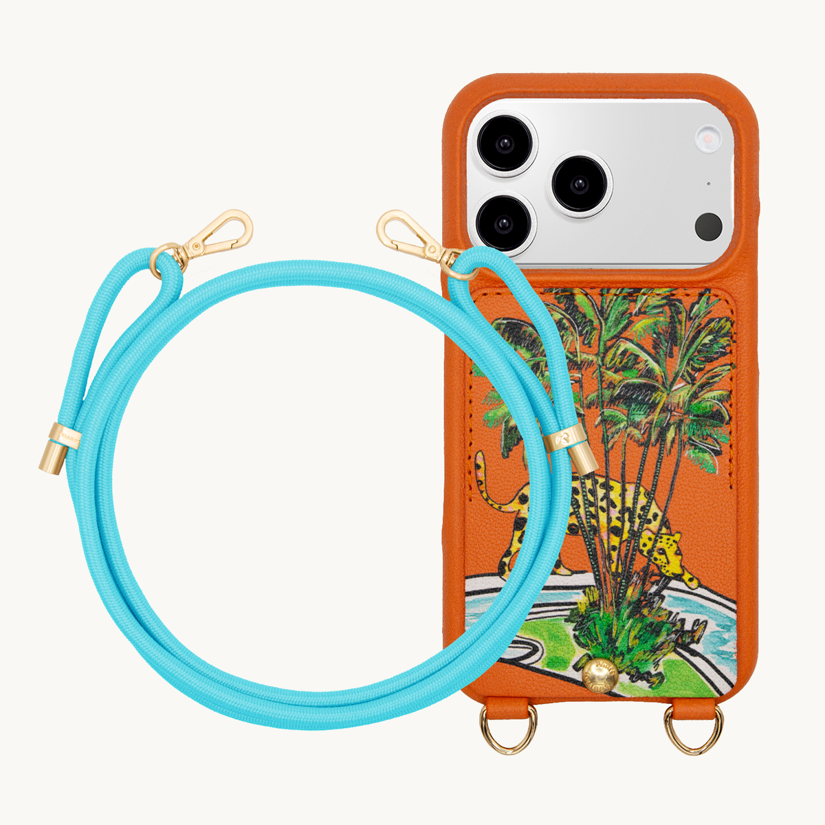 LOU x FILIPE JARDIM Orange iPhone Case & Cord TESSA Turquoise