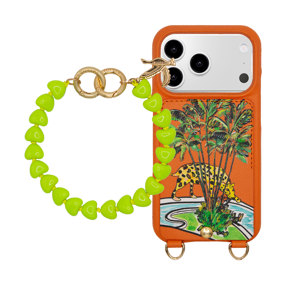 LOU x FILIPE JARDIM Orange iPhone Case & Bracelet TINY CUORE Neon Green
