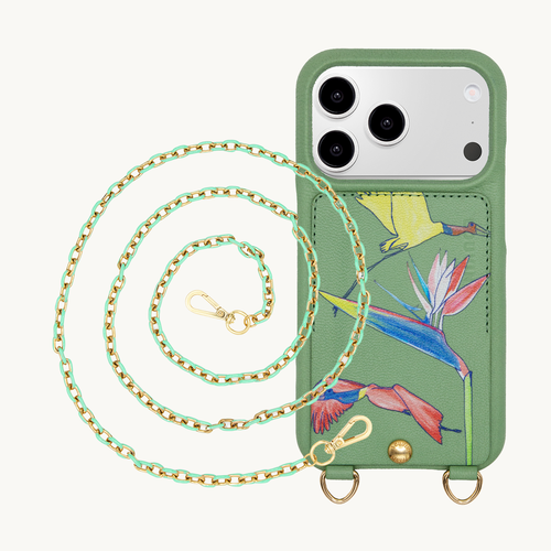 LOU x FILIPE JARDIM Light Green iPhone Case & Chain MIA Mint