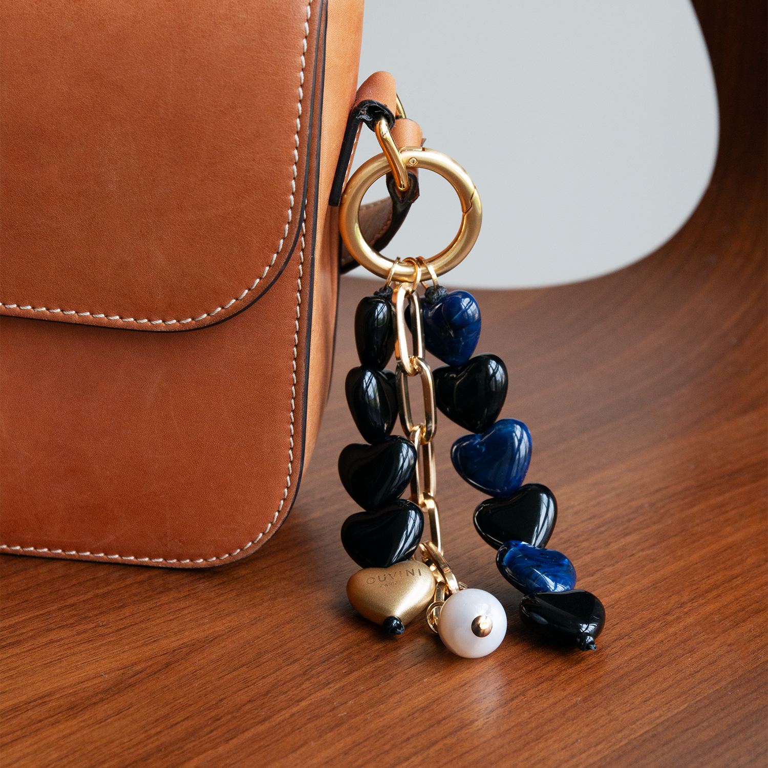 CUORE BAG CHARM - Black-Navy