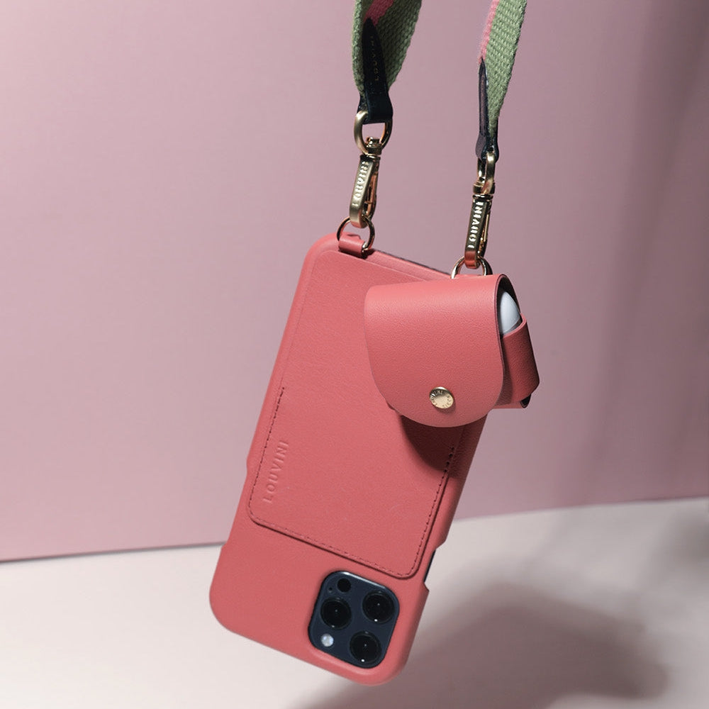 Étui pour AirPods et coque blush en cuir