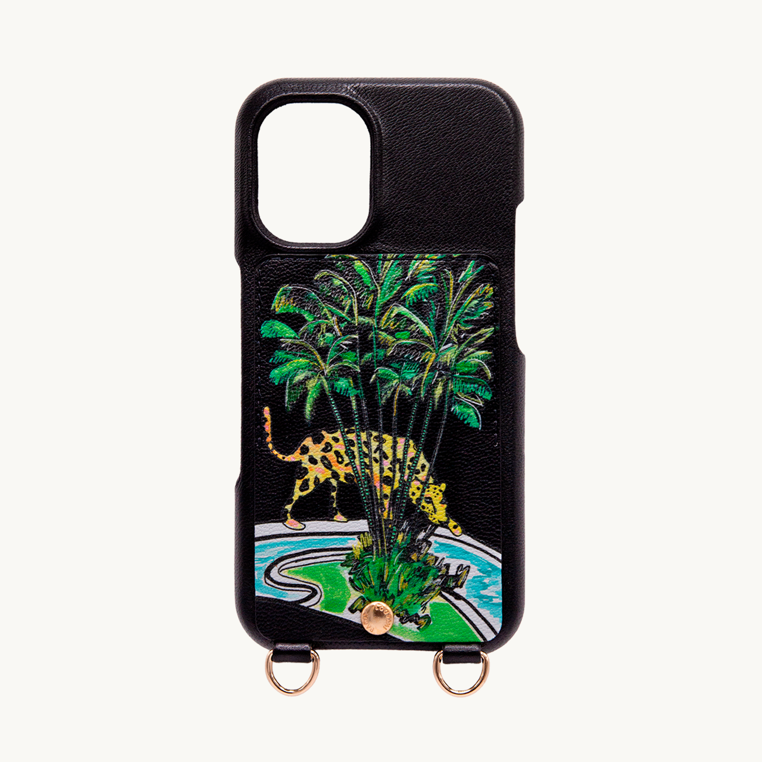 Leather iPhone case with wallet and loops LOU x FILIPE JARDIM - Black
