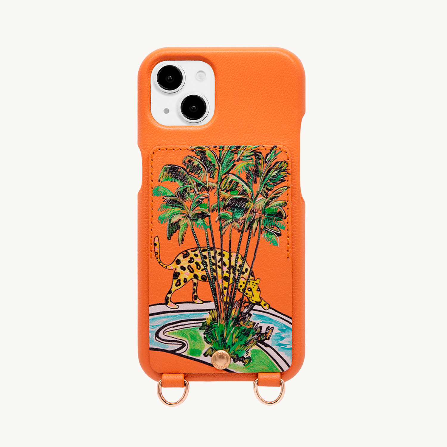 Leather iPhone case with wallet and loops LOU x FILIPE JARDIM - Orange
