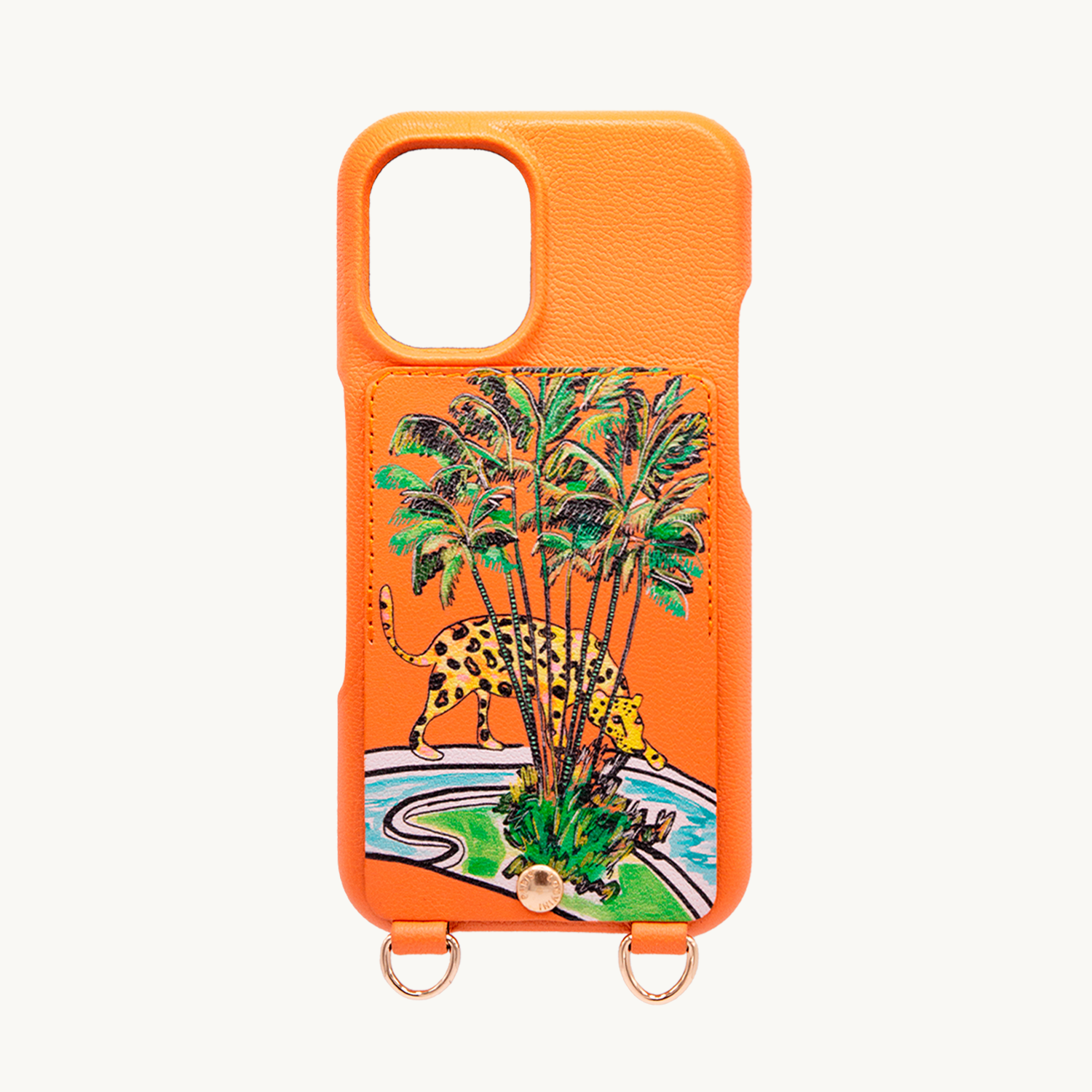Leather iPhone case with wallet and loops LOU x FILIPE JARDIM - Orange