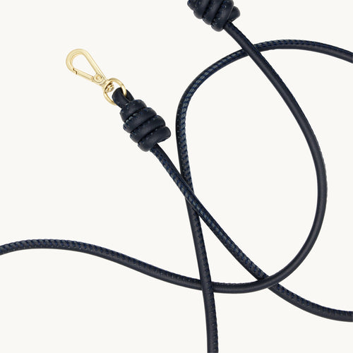 Cordon de telephone bandouliere en cuir marine