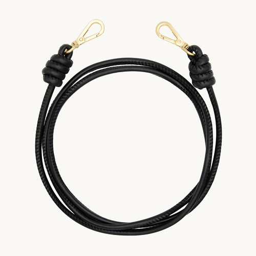 Cordon de telephone bandouliere en cuir noir