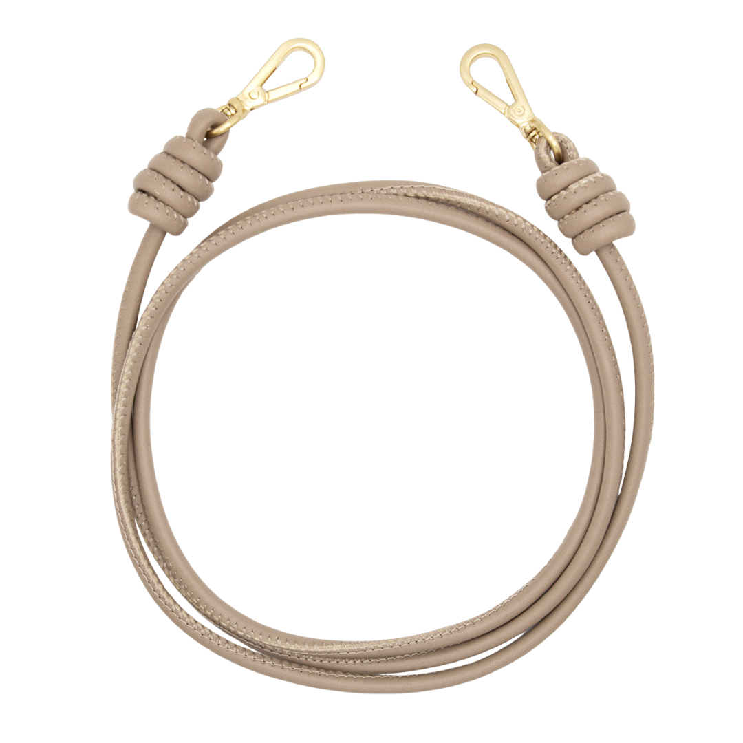 Cordon de telephone bandouliere en cuir taupe