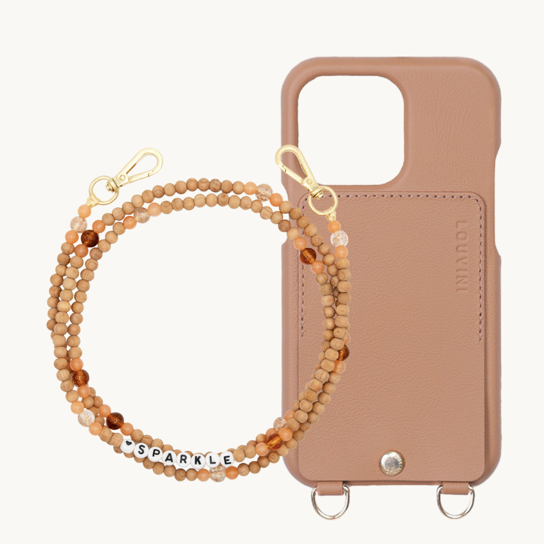 LOU Camel Leather Case & ARIELLE Sparkle Chain