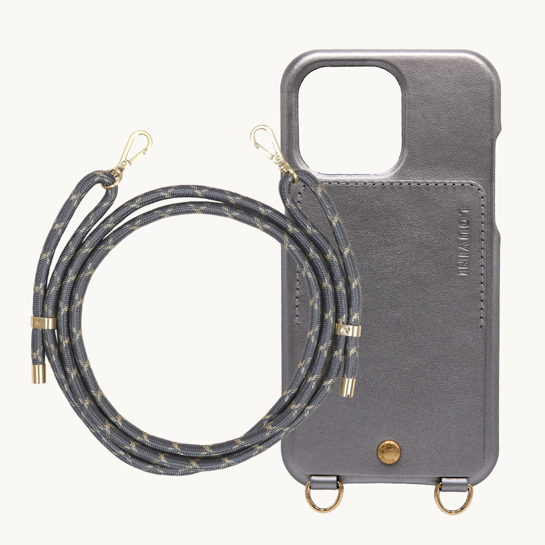 Lou Anthracite Metallic Case & Tessa Grey-Gold Cord