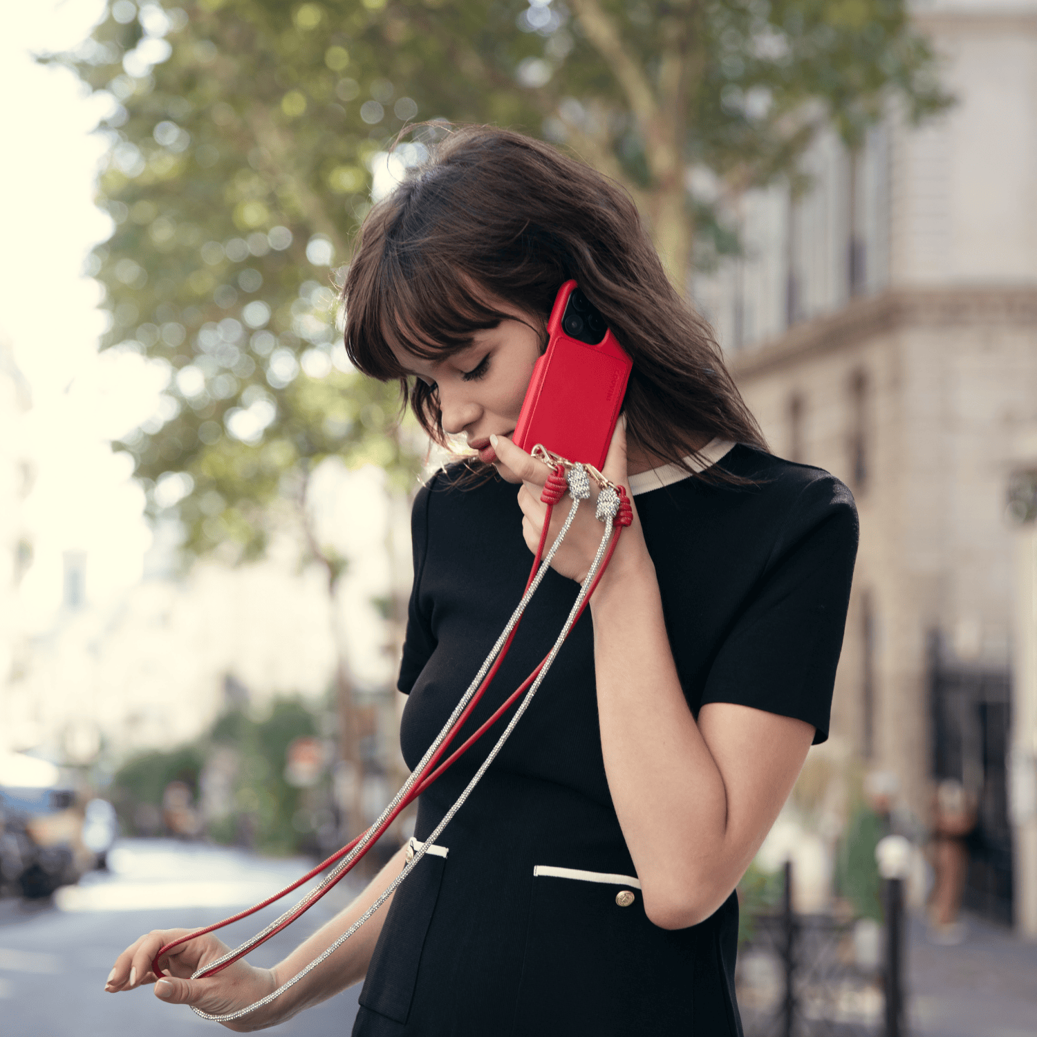 LEATHER IPHONE CASE WITH WALLET AND LOOPS LOU - RED