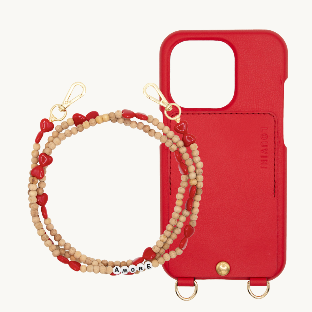 LOU Red Leather Case & ARIELLE Amore Mio Chain