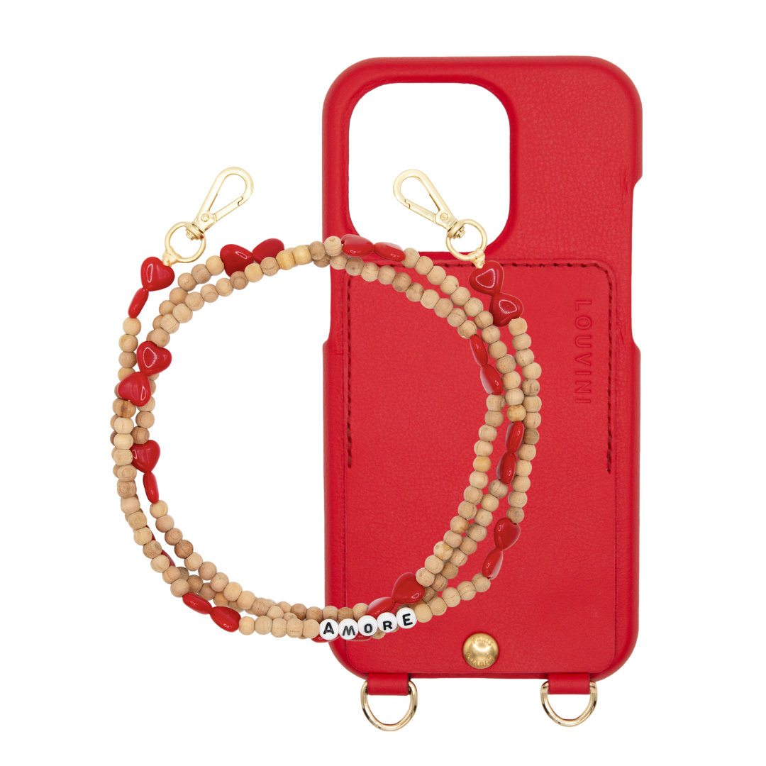 LOU Red Leather Case & ARIELLE Amore Mio Chain