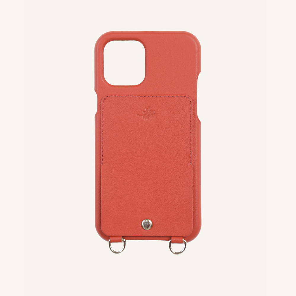 LEATHER IPHONE CASE WITH WALLET AND LOOPS LOU x AIRELLES - ORANGE