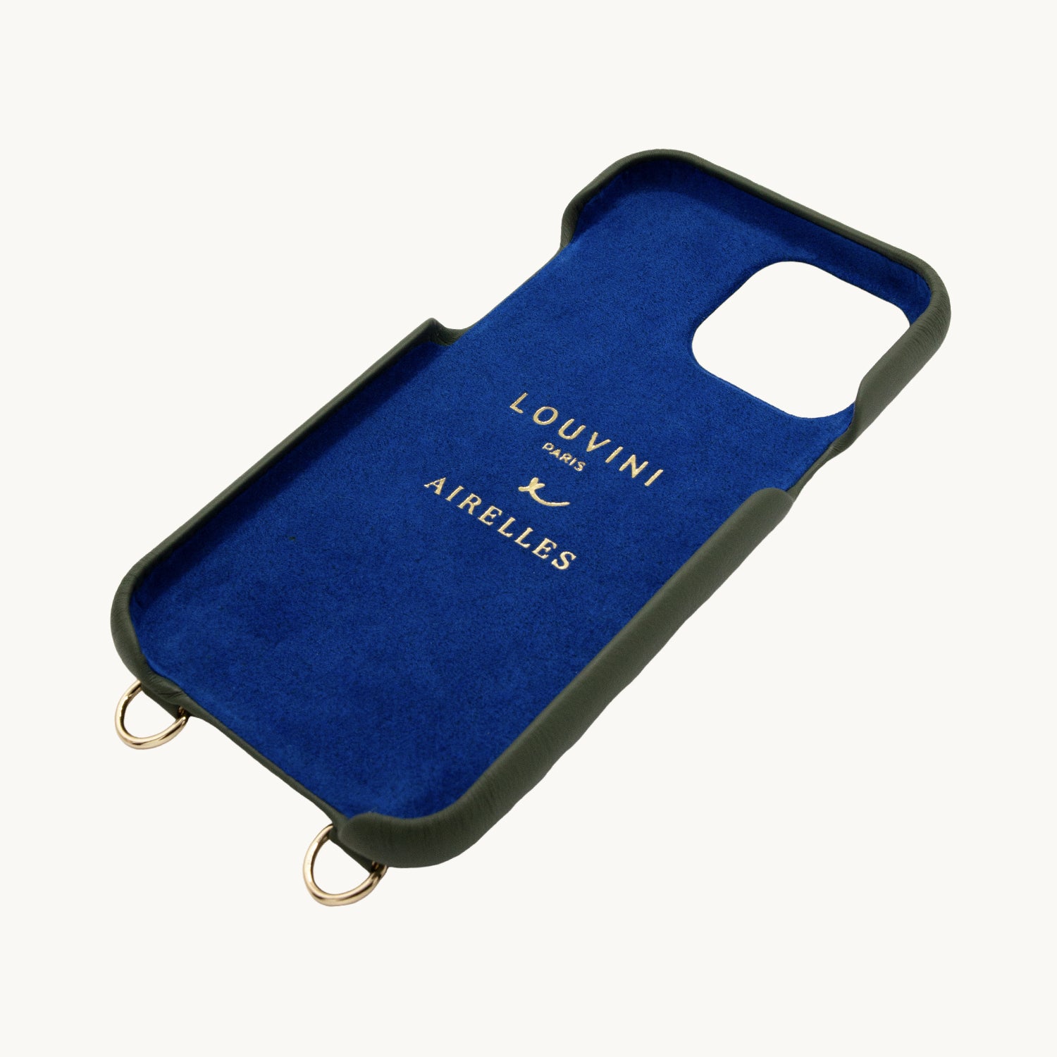 LEATHER IPHONE CASE WITH WALLET AND LOOPS LOU x AIRELLES - OLIVE