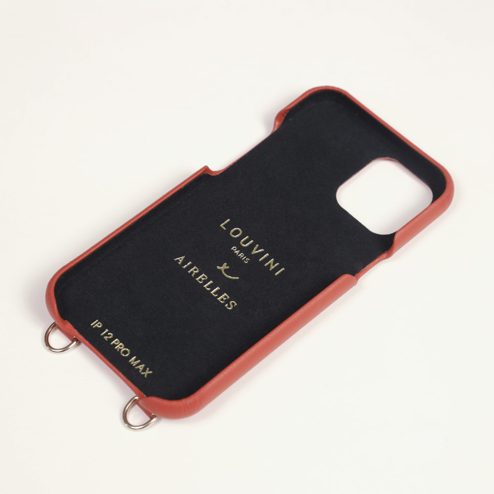 LEATHER IPHONE CASE WITH WALLET AND LOOPS LOU x AIRELLES - ORANGE