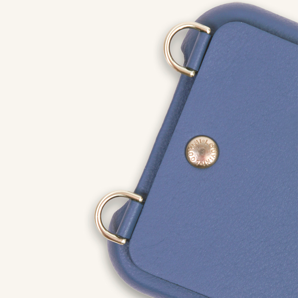 LEATHER IPHONE CASE WITH WALLET AND LOOPS LOU - BLUE 