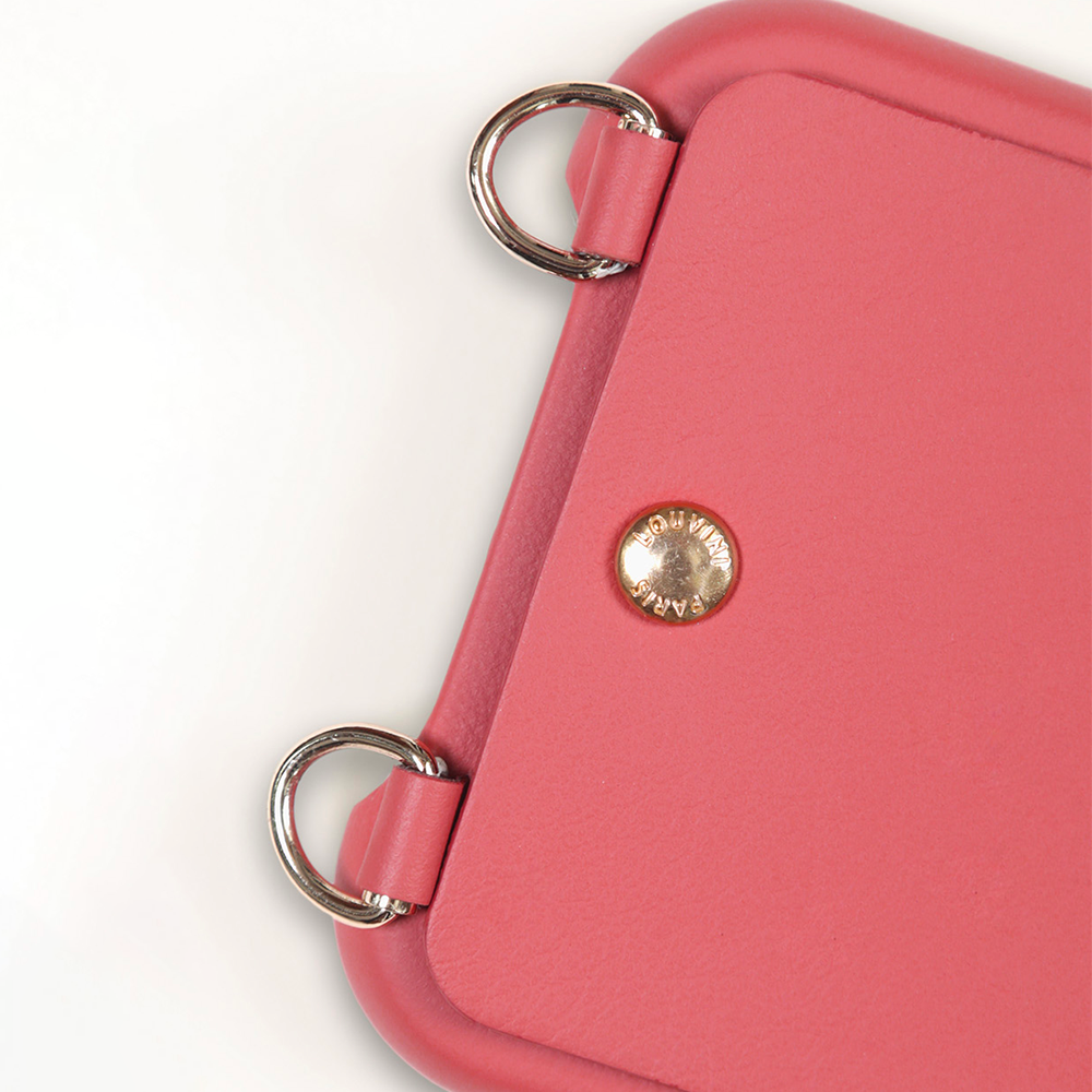 LEATHER IPHONE CASE WITH WALLET AND LOOPS LOU - BLUSH