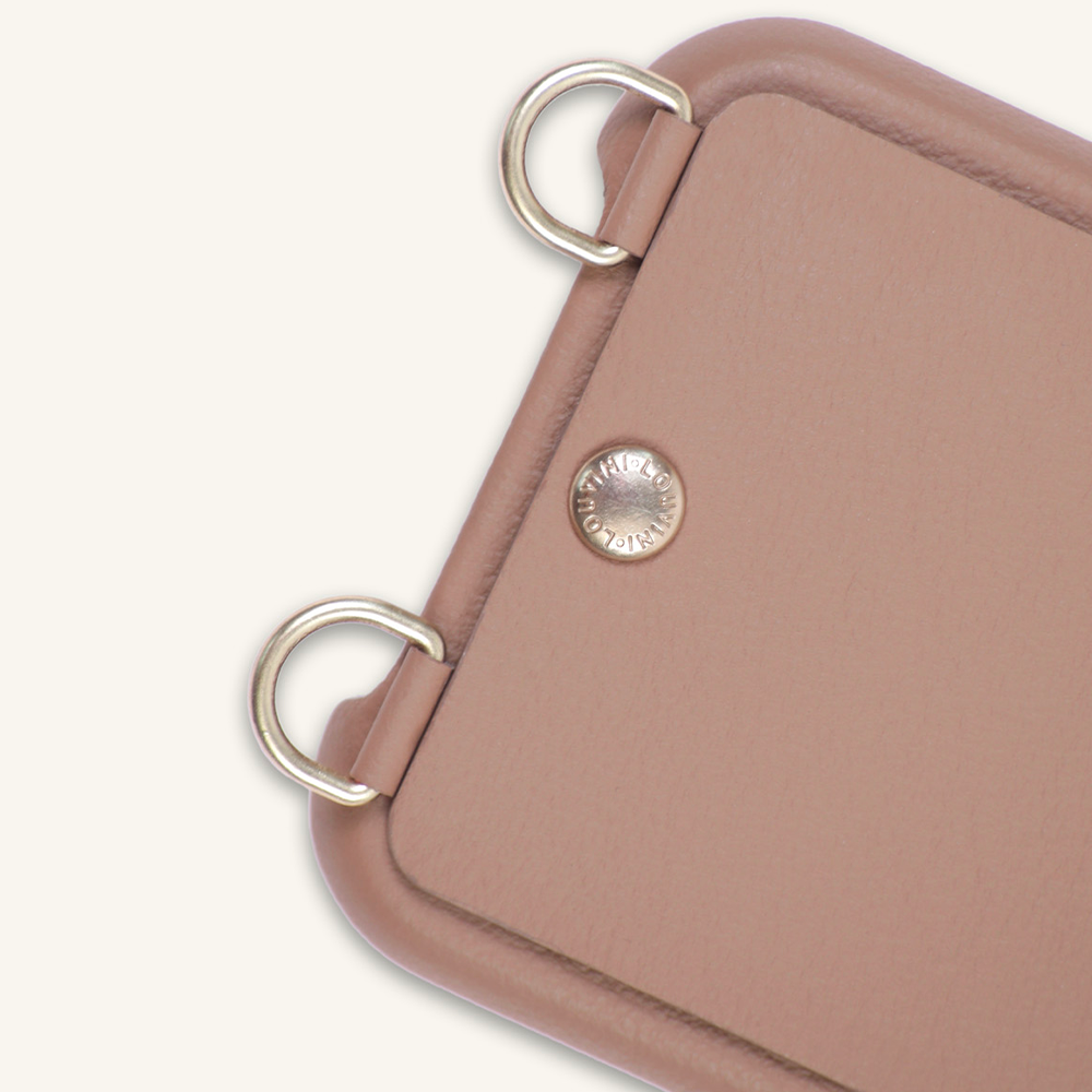 LEATHER IPHONE CASE WITH WALLET AND LOOPS LOU - CAMEL (PERSONALISABLE)