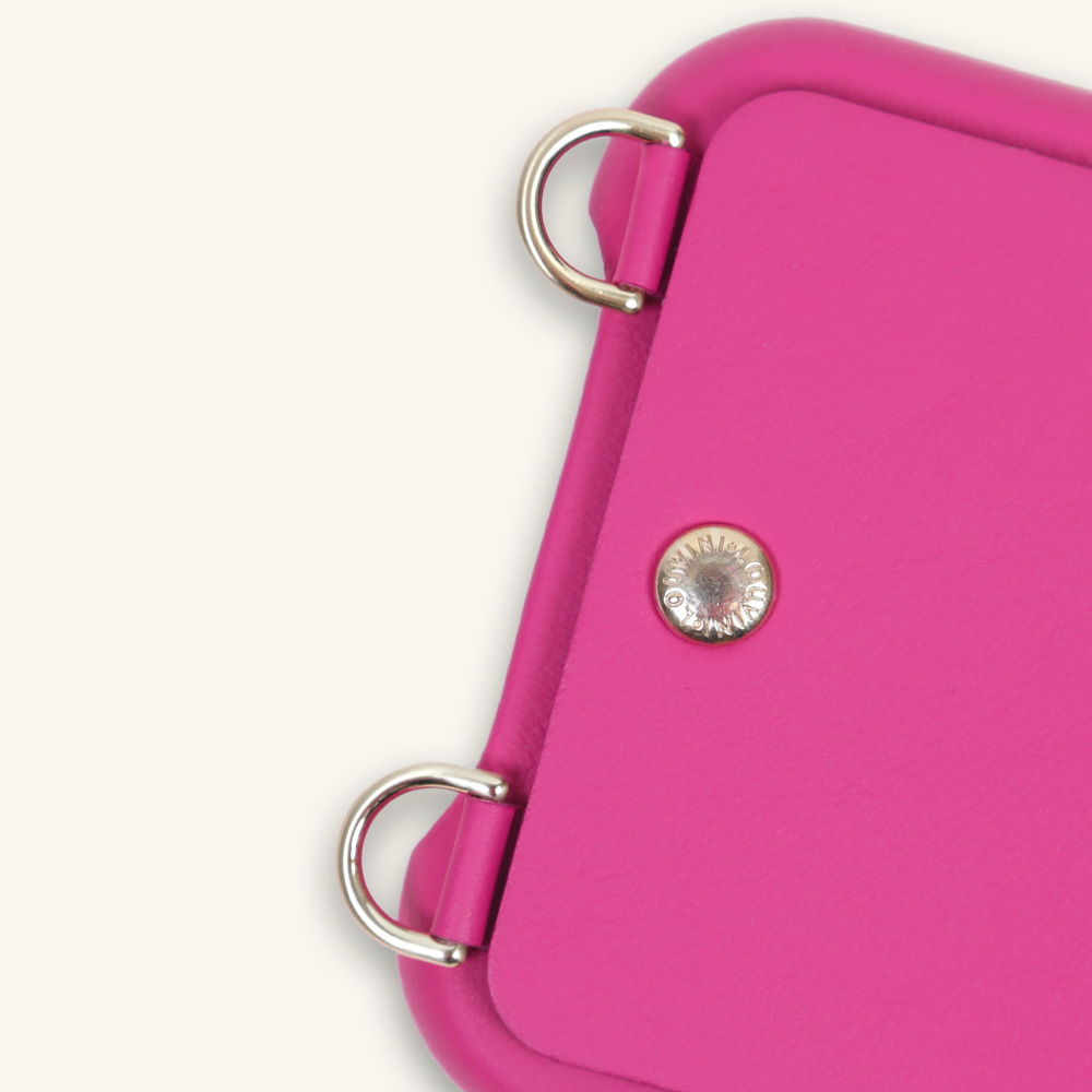 LEATHER IPHONE CASE WITH WALLET AND LOOPS LOU - FUCHSIA 