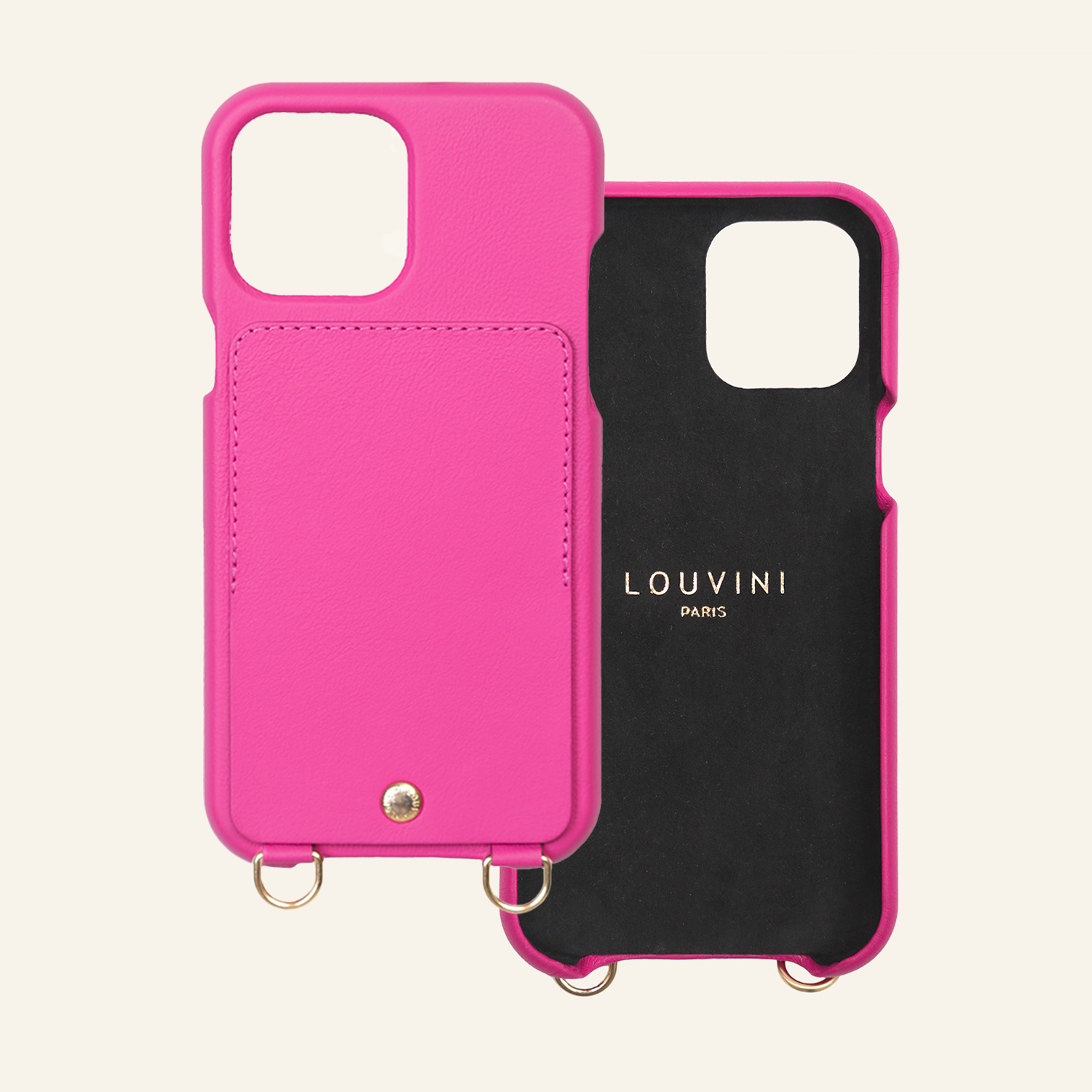 LOU Fuchsia Leather Case & CHIARA Navy-Pink Chain