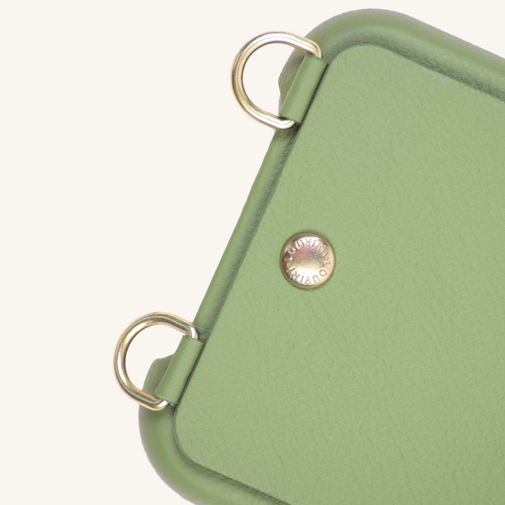 LEATHER IPHONE CASE WITH WALLET AND LOOPS LOU - KHAKI