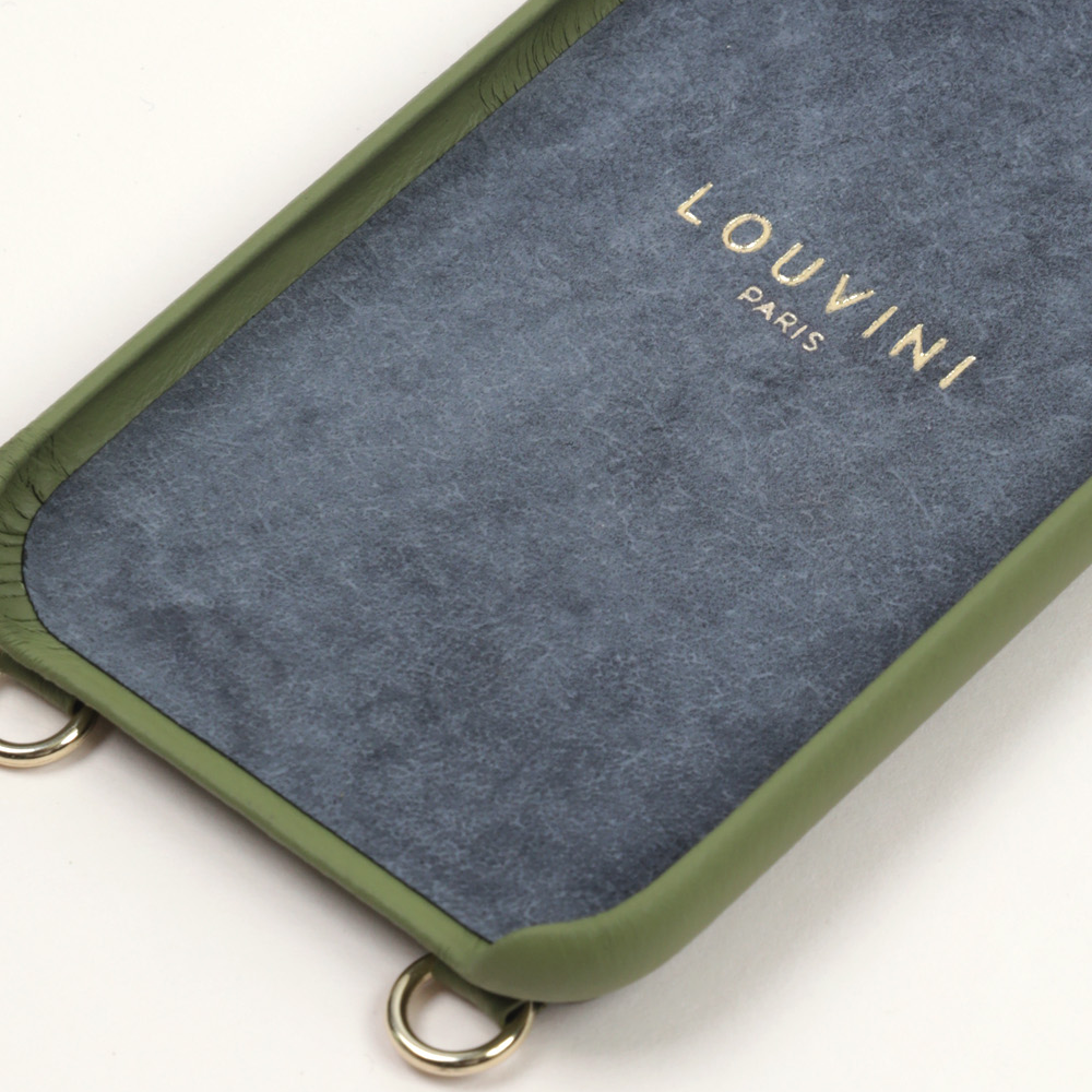 LEATHER IPHONE CASE WITH WALLET AND LOOPS LOU - KHAKI