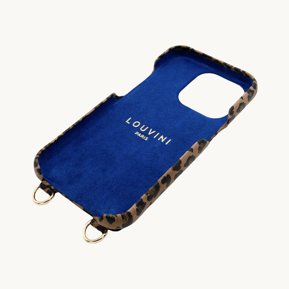 LEATHER IPHONE CASE WITH WALLET AND LOOPS LOU - LEOPARD