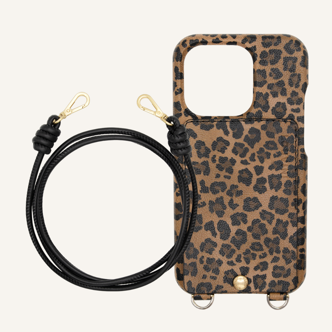 LOU LEOPARD LEATHER CASE & KATE CAMEL CORD