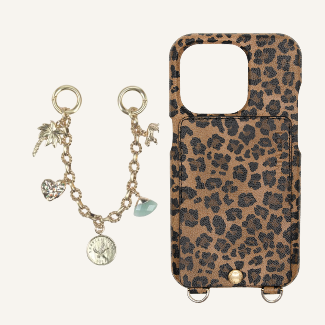 LOU LEOPARD LEATHER CASE & PETIT LUCKY CHAIN