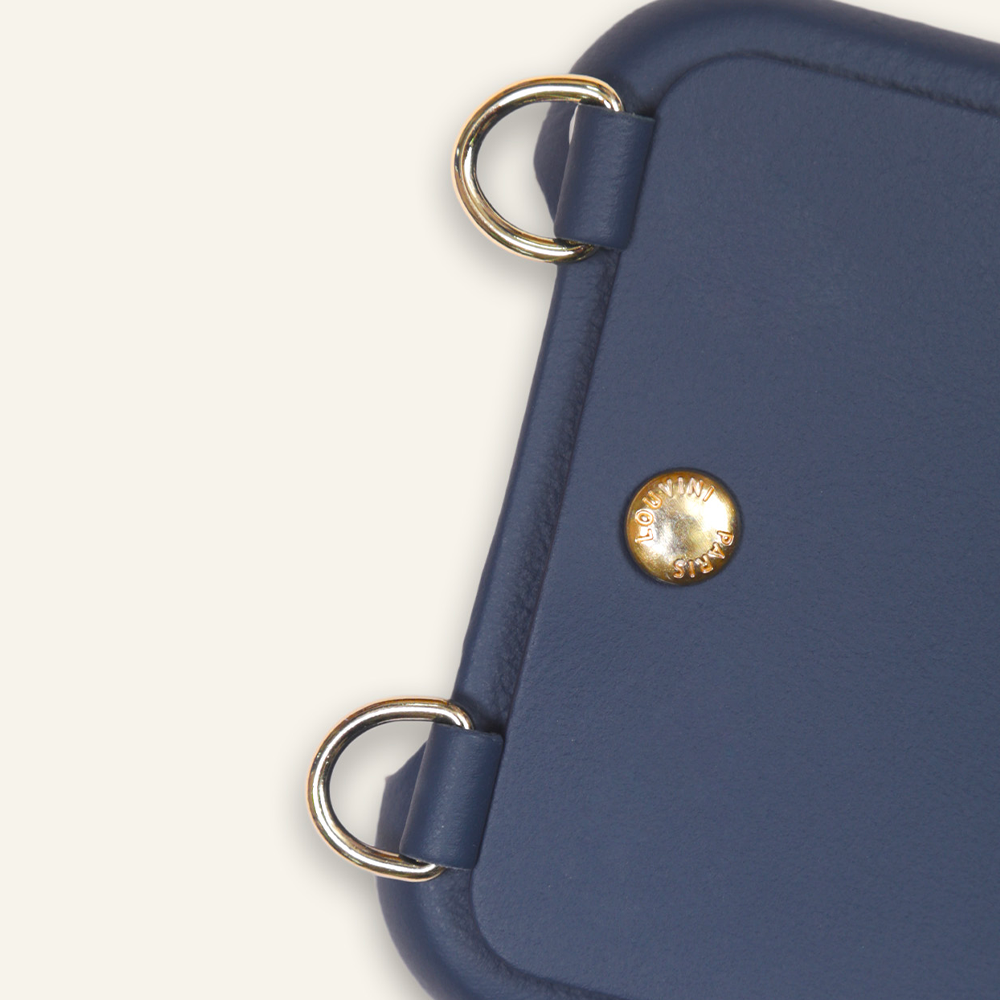 LOU Navy Leather Case & TESSA Navy-Cream Cord