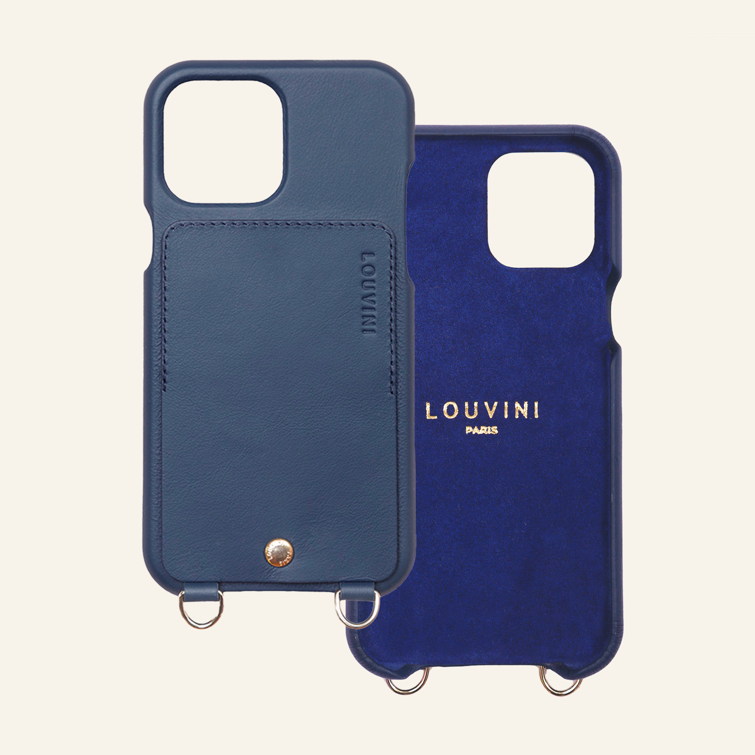 LOU Navy Leather Case & CHIARA Navy-Pink Chain