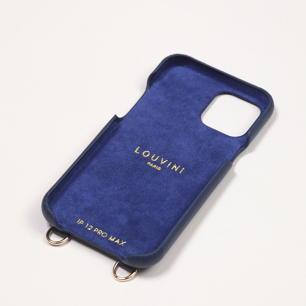 LEATHER IPHONE CASE WITH WALLET AND LOOPS LOU - NAVY