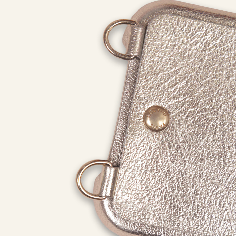 LEATHER IPHONE CASE WITH WALLET AND LOOPS LOU - METALLIC GOLD-SILVER