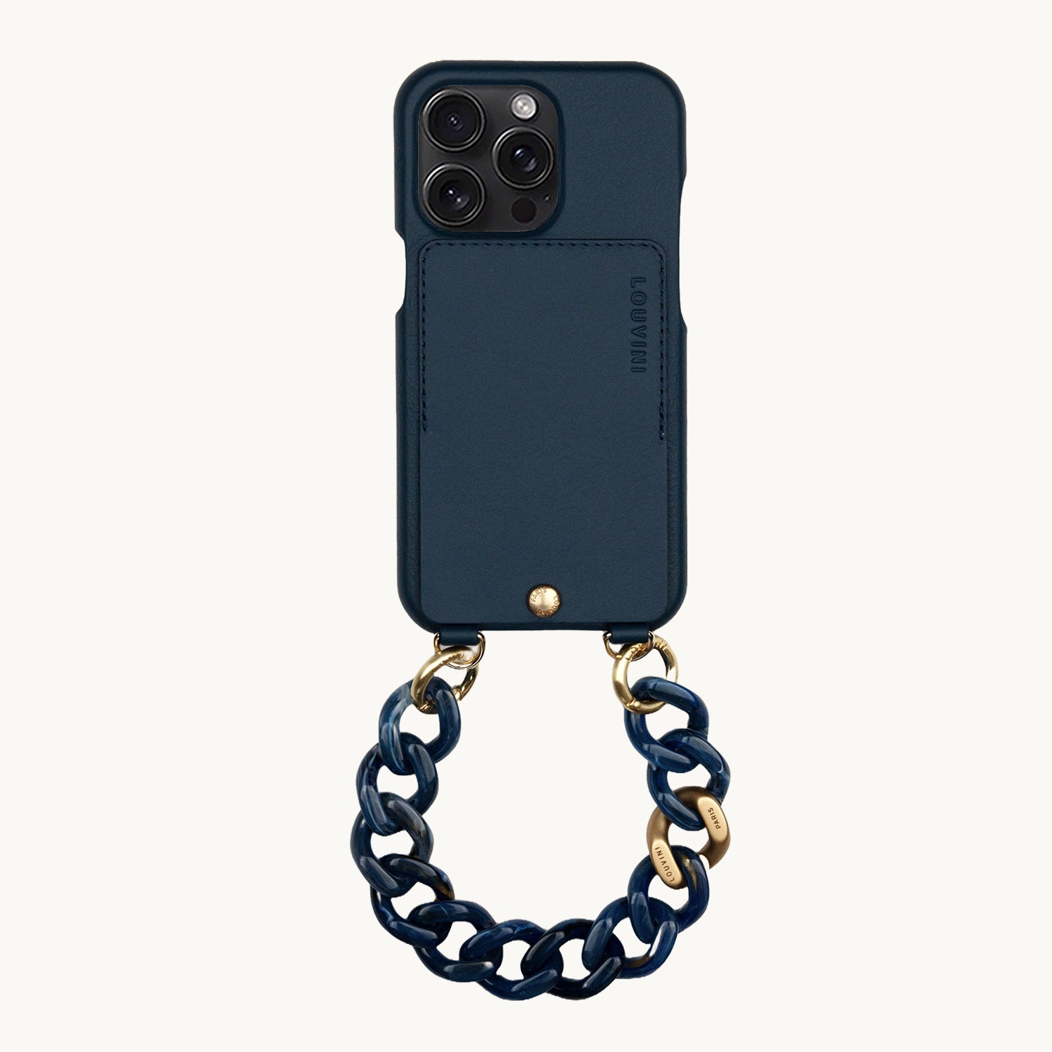 LOU Navy Leather Case & PETIT ZOE Navy Chain