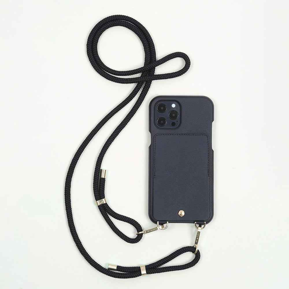 LOU bLack Leather Case & TESSA Black Cord