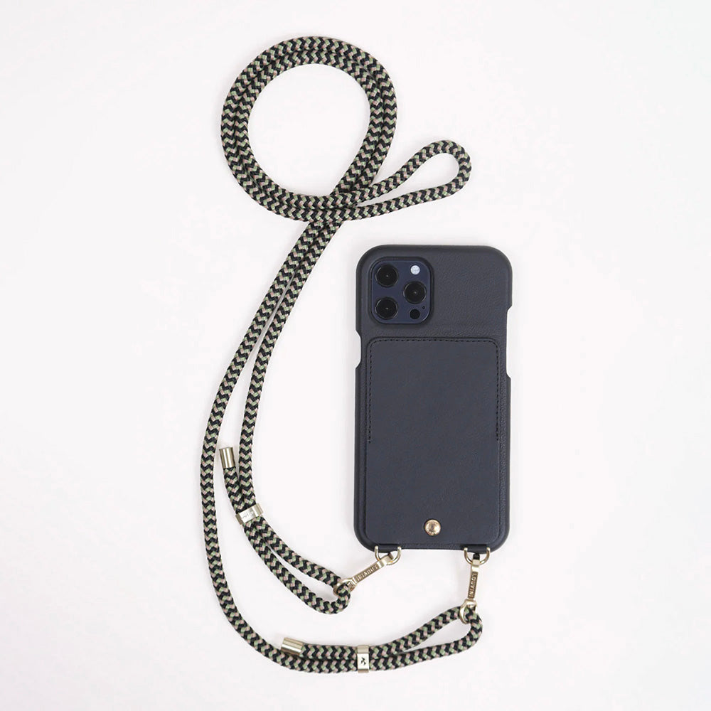 LOU Black Leather Case & TESSA Black-Green Cord