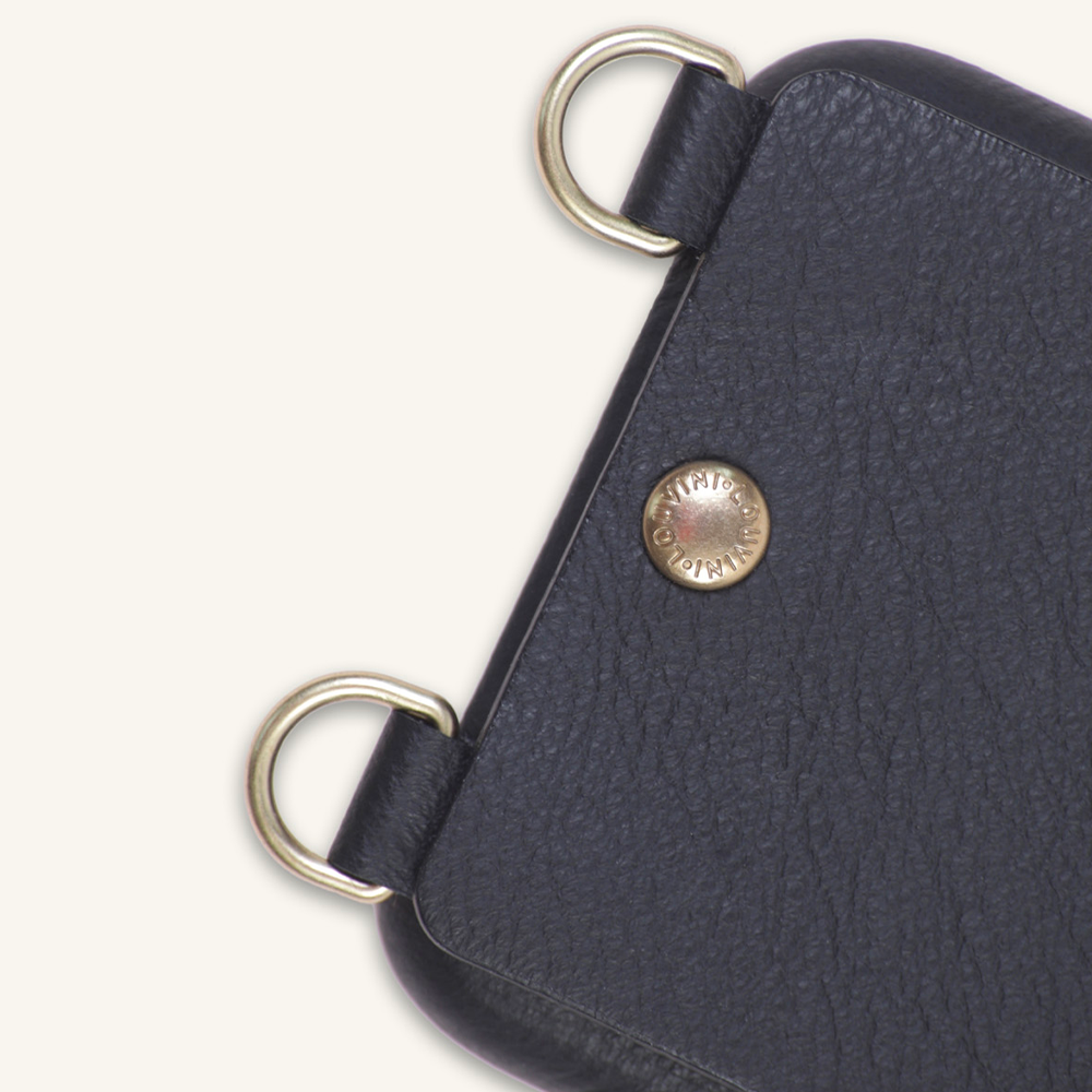 LEATHER IPHONE CASE WITH WALLET AND LOOPS LOU - BLACK