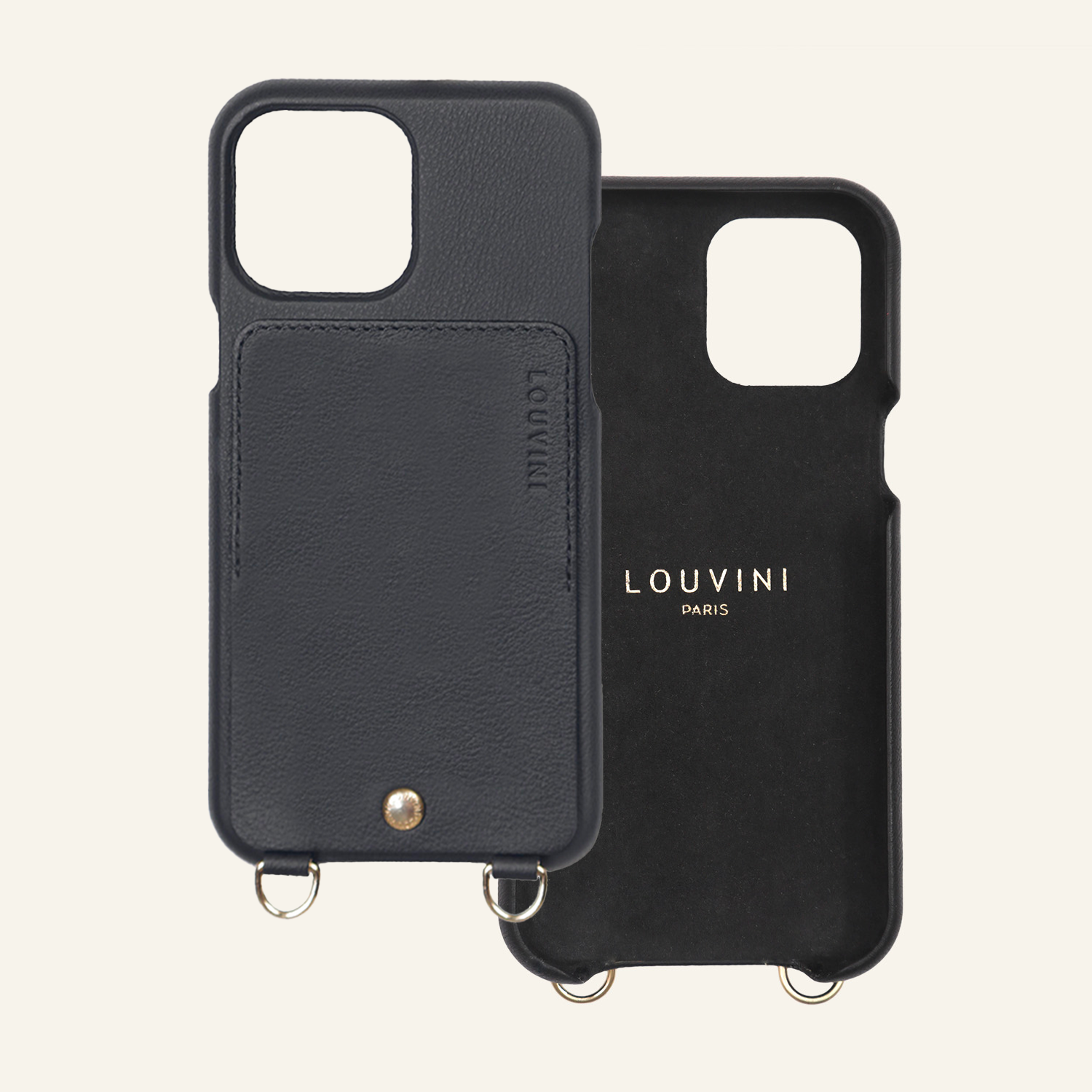 LOU Black Leather Case & OLYMPE Black-Khaki Cord