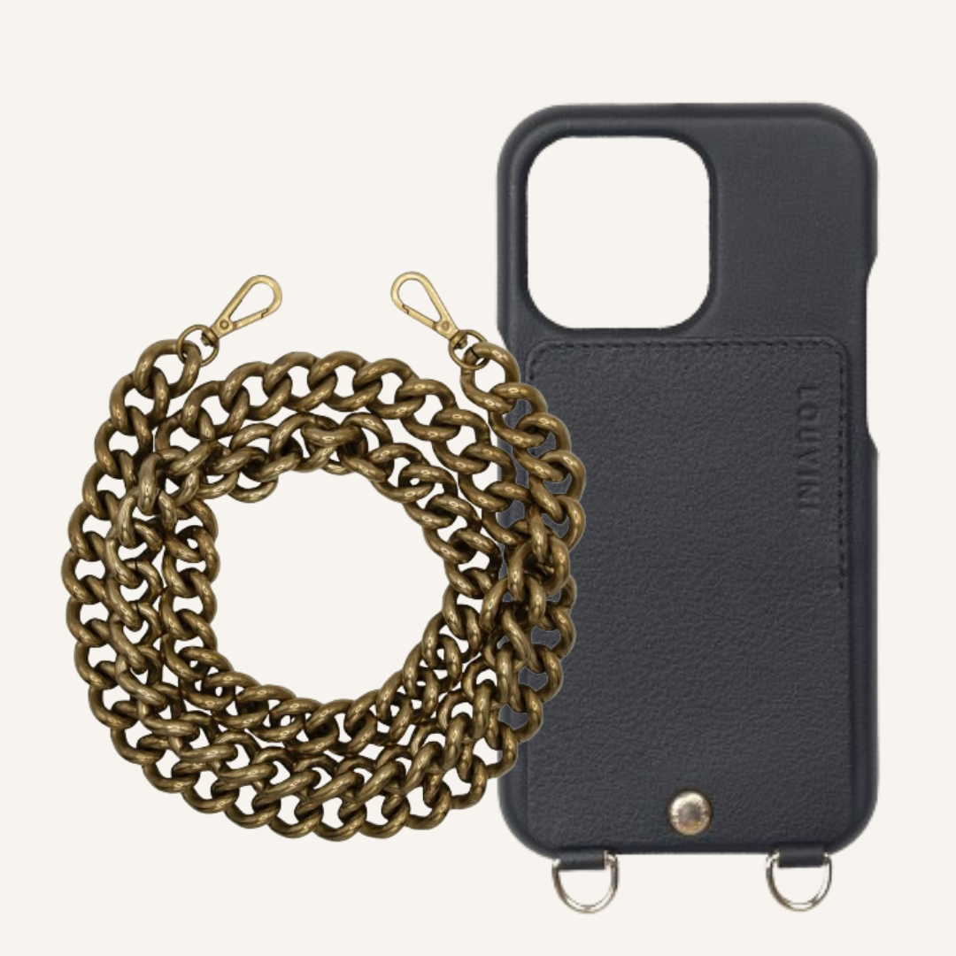 LOU BLACK LEATHER CASE & LENA CHAIN